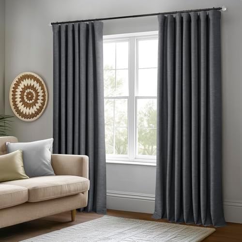 Boho Chic Faux Linen Blackout Curtains (2 Panels) 50 X 96 - Rustic