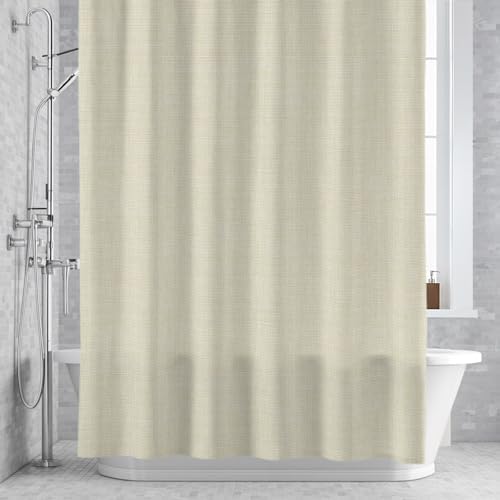 Cotton Linen Texture Shower Curtain 84 inches Extra Long Contemporary