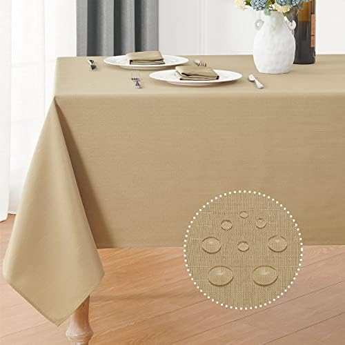 Veblandy Faux Linen Rectangle Tablecloth Waterproof 52x70 inch Table
