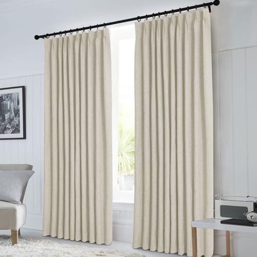 Macochico 120”Wx102”L 100% Blackout Linen Curtains Pinch Pleated