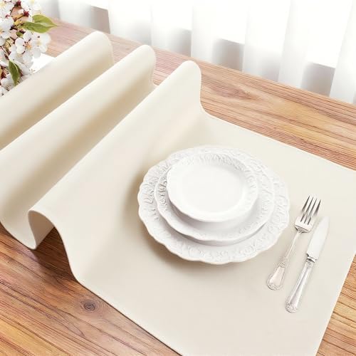 FOLINS&HOME Beige Waterproof Decorative Table Runner 36 Inches Long