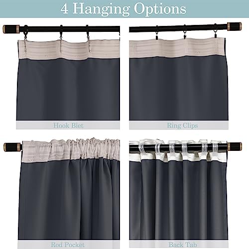 Fcosie Dark Grey Extra Long Blackout Curtains 120 Inches Long 4-IN-1