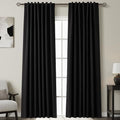 Black Linen Blackout Curtains 84 Inches for Bedroom Pinch Pleated