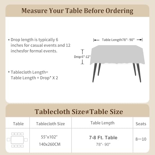 Laolitou Waterproof Tablecloth Burlap Linen with Tassel - Heavy Duty