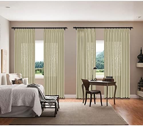 Fcosie Extra Long Linen Curtains 108 Inches Long Pinch Pleated Room