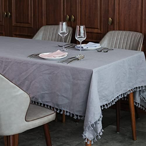 Linen Tablecloth - 60 x 108 Inch Taupe Grey, Rectangle/Oblong Table