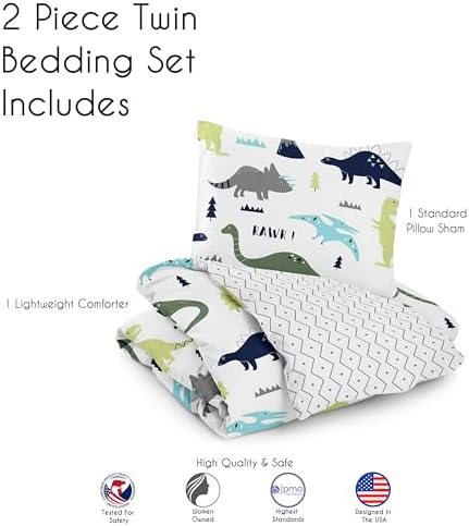 Sweet Jojo Designs 2-Piece Twin Comforter Set (Modern Dinosaur) for