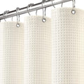 Stall Waffle Shower Curtain Heavyweight Cotton Fabric Ivory 48Wx72L