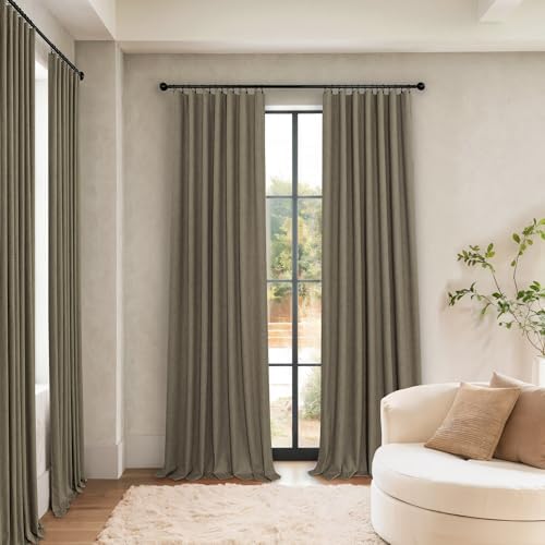 Linen Brown Curtains for Bedroom 84 Inch Long 2 Panel Burg 100%