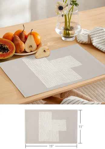 Modern Lines Table Mats Set of 6 with Table Runner 90 Inches Long,Boho