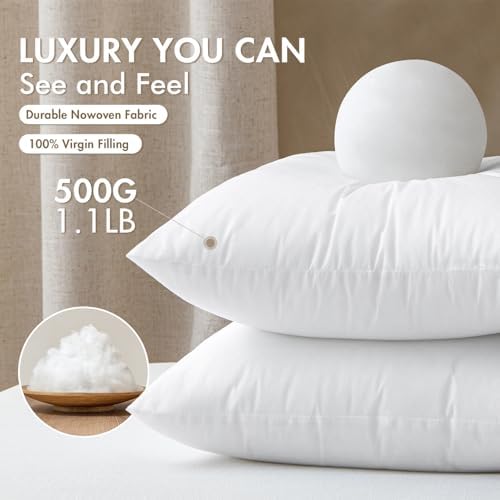 MIULEE Set of 2 Throw Pillow Inserts 18x18 Inches with 100% Virgin