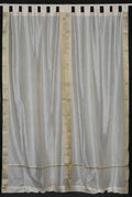 Cream Tab Top Sheer Sari Curtain / Drape / Panel - 80W x 96L - Pair