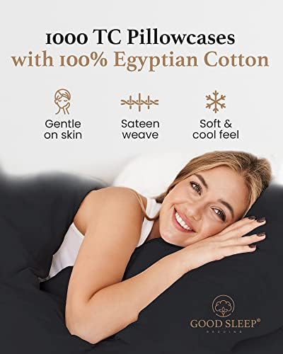1000 TC Standard Pillowcases Set of 4 100% Egyptian Cotton Pillow