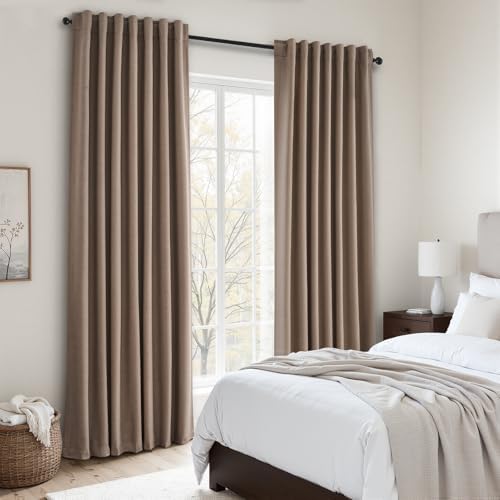 Topfinel 72 Inch Blackout Curtains for Bedroom Heat Blocking Linen