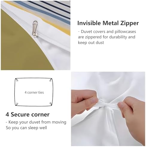 Duvet Cover Queen, Reversible Printed Comforter Cover Set Minimalism