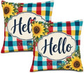 House Plaid Pillow Covers 22x22 Inch Set of 2 Linen for Farmhouse