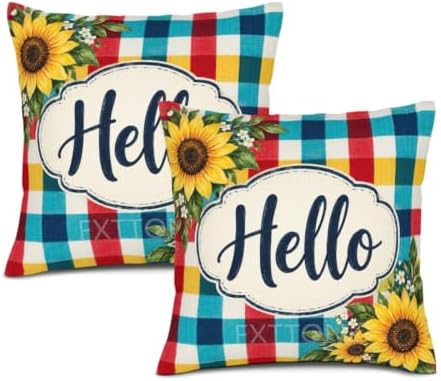House Plaid Pillow Covers 22x22 Inch Set of 2 Linen for Farmhouse