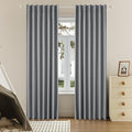 DUALIFE Full Blackout Grey Curtains 63 Inch Long Linen Textured