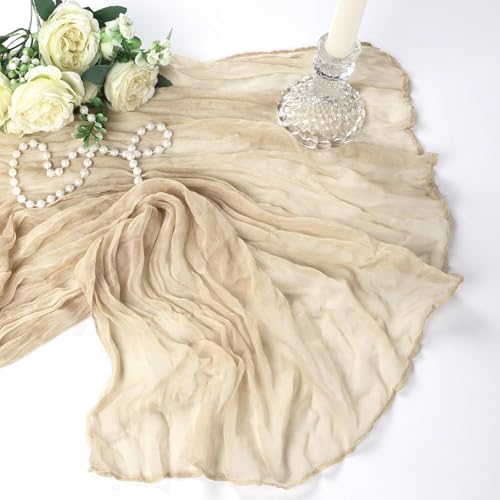 12 Pack 35 x 120 Inch Beige Table Runner Cheesecloth