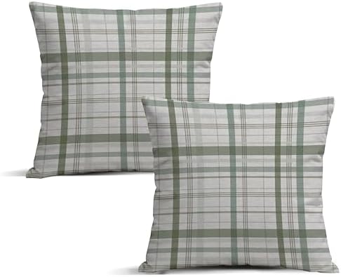 Green Buffalo Plaid Pillow Covers - Sage Green Tartan Throw Pillow