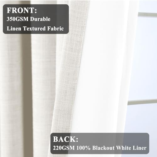 Fcosie Back Tab & Rod Pocket Linen Curtains 63 in Length Completely