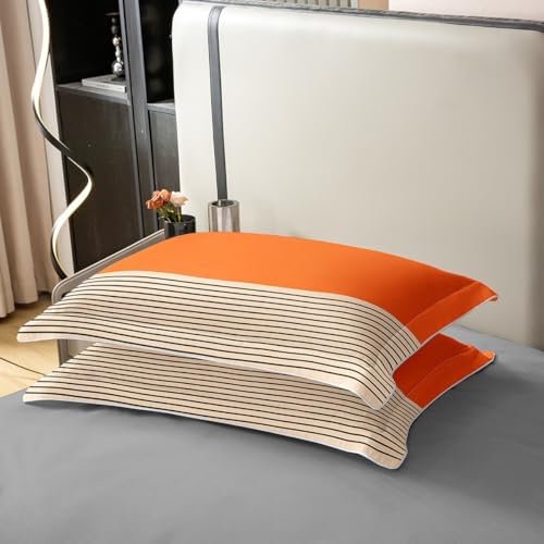 Erosebridal Geometric Simple Striped 100% Cotton Duvet Cover King for