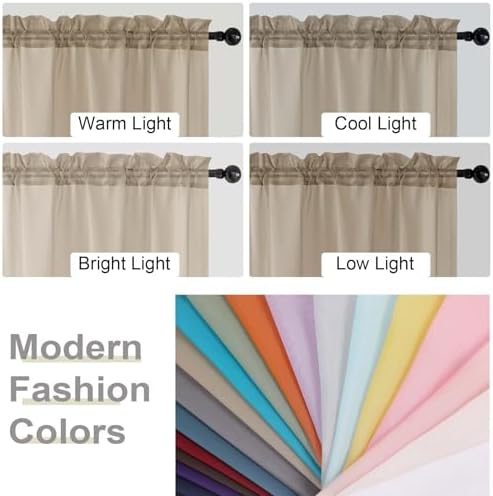 Taupe Sheer Curtains 84 Inches Long 2 Panels, Soft Airy Light