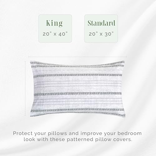 Elegant Comfort Ultra Soft Set of 2 Striped Print Pillowcases - 1500