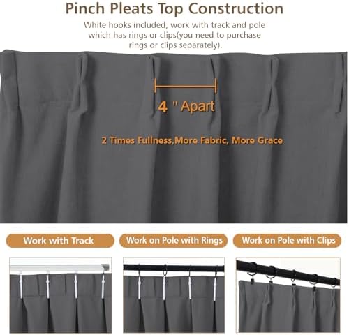 Pinch Pleat Chenille 100% Blackout Curtain Panels, Made to Order
