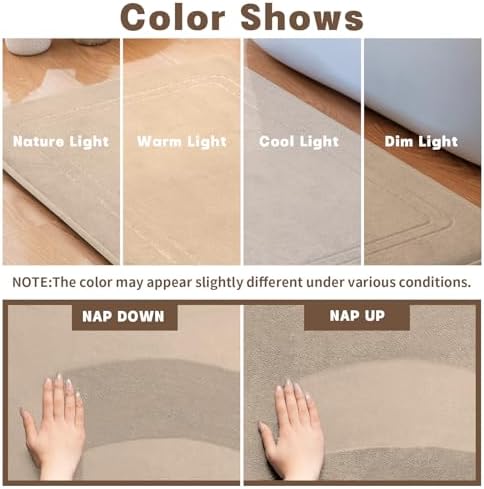 YIHOUSE Beige Memory Foam Bathroom Rug Set 5 Piece, Absorbent Bath Mat