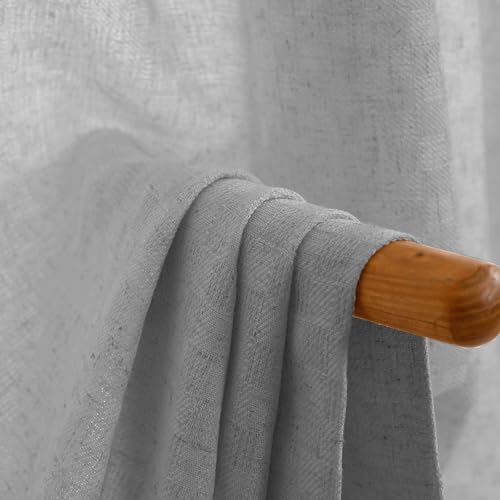 Pinch Pleated Linen Semi Sheer Curtain, 50 Width 108 Inch Long