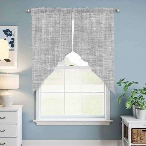 Silver Gray Solid Swag Valance Curtains Minimalist Cloth Cool Gray