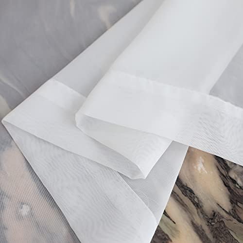 LONGTAI Window Ivory Sheer Curtains 120 Inches Long 2 Panels Sheer