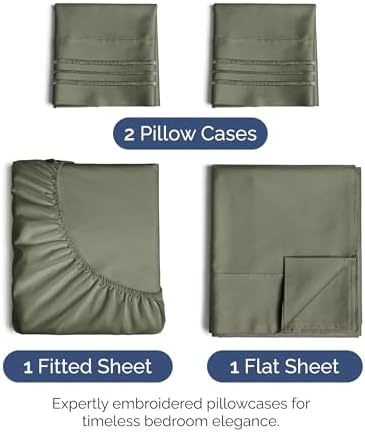Queen Sheets Set, 4 Pieces 16" Deep Pocket Hotel Luxury Sheets, Dark