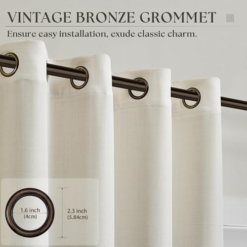 Ivory Semi Sheer Bronze Grommet 108 Inch Extra Long Linen Window