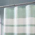 Warm Home Designs White Waffle Shower Curtain with Green Stripes. W
