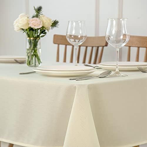 maxmill Rectangle Slubby Textured Tablecloth Waterproof Spillproof