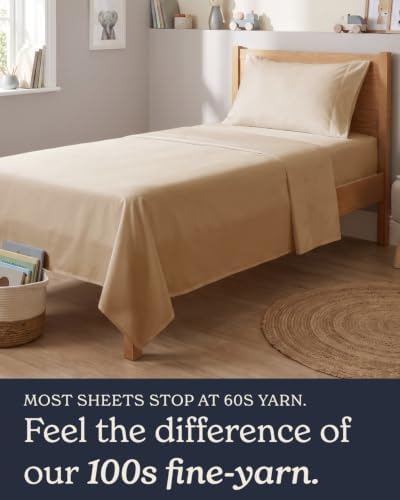 Beckham Hotel Collection 100% Cotton Twin Sheet Set, 3-Piece, Sand
