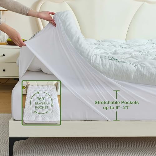 Whatsbedding Memory Foam Mattress Topper, 5 Inches Bamboo Viscose