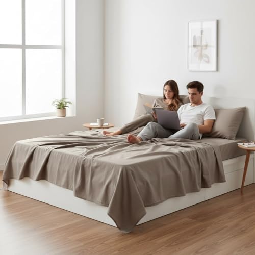 800 Thread Count 100% Pure Cotton 4-Piece Bed Sheet Set, Full XL Size