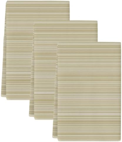 Rustic Beige Striped Kitchen Towels Set of 3, Absorbent Microfiber