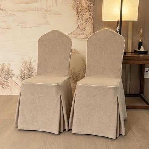 Linen Banquet Dining Chair Covers Full Wrap Slipcovers with Back