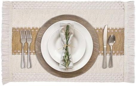 Table Placemats Set of 4, Rectangular Placemats 12 x 20 inch Geometric