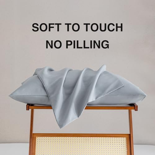 MINIPANDA Light Grey Pillow Cases Set of 4 Queen Size, Envelope Design