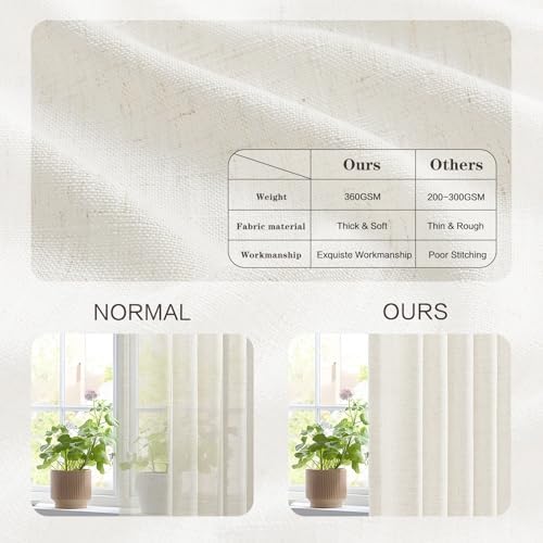 Pinch Pleated Linen Curtains Light Filtering 84 Inches Long for Living