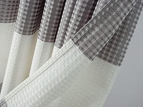 Silver Gray Fabric Shower Curtain for Bathroom: Hotel Luxury Waffle