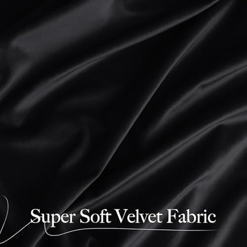NICETOWN Black Blackout Extra Long Velvet Curtains 120 inches Long