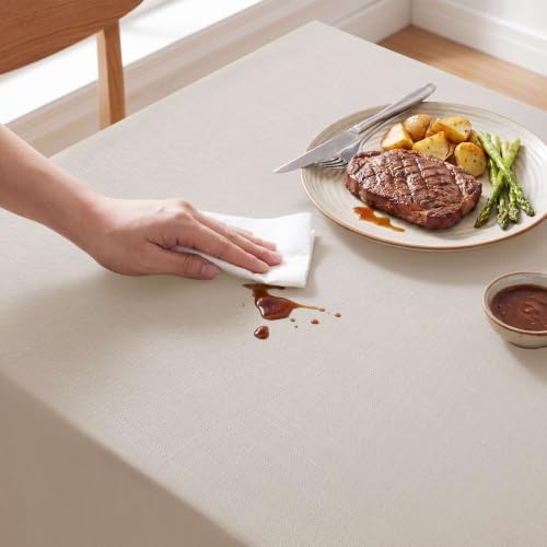 H.VERSAILTEX Linen Textured Table Cloths 54 x 108 Inch Premium Solid