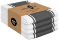 Native Fab Gray Kitchen Dish Towels 18x28 Inch, Set of 4, Wide Stripe