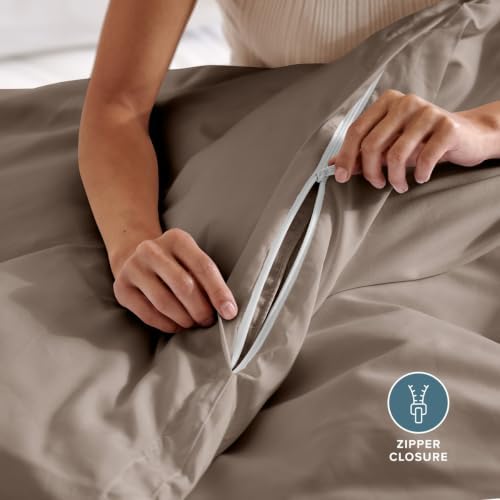 Bare Home Duvet Cover Set 1800 Ultra-Soft (Queen, Taupe)